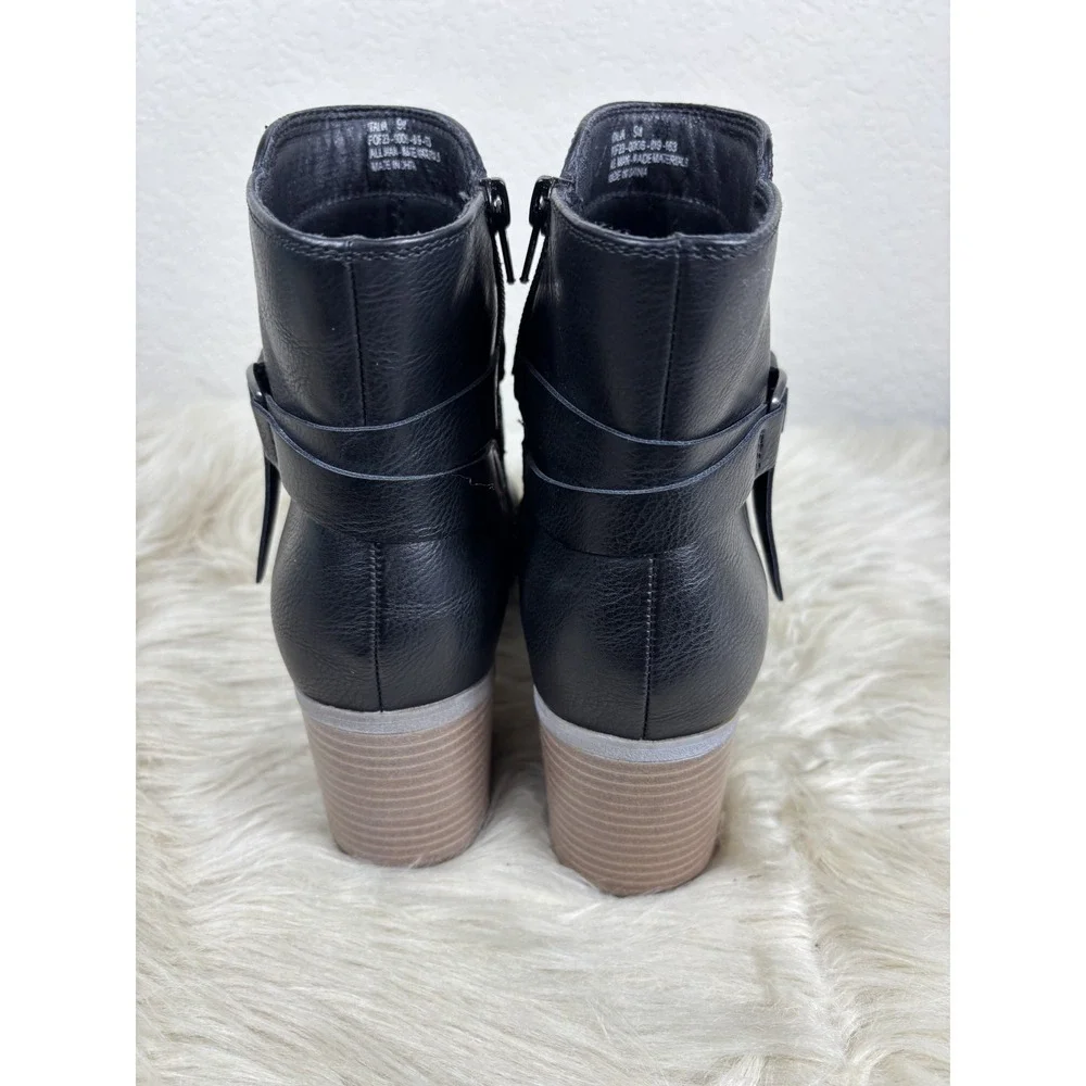 Frye & Co Italia Ankle Booties Women's 9M Black Leather Stacked Heel Luxe‎ Chic
